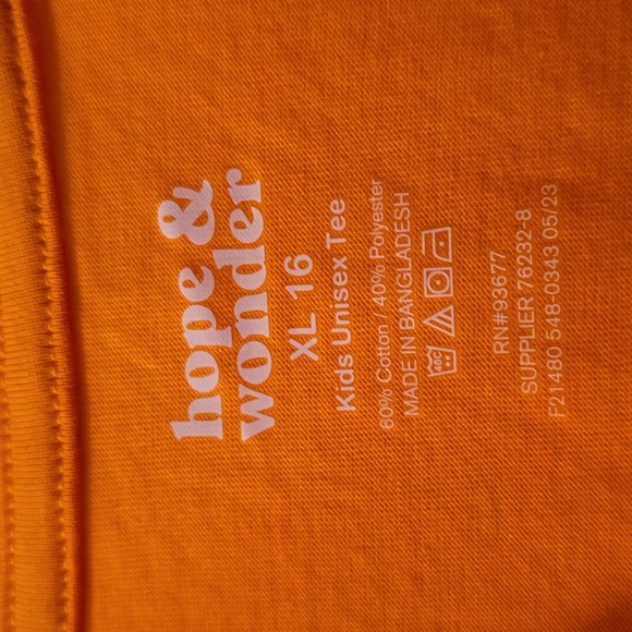 HOPE & WONDER ORANGE HALLOWEEN KIDS UNISEX SHORT SLEEVE TEE-SHIRT SIZE XL 16 - Picture 4 of 11
